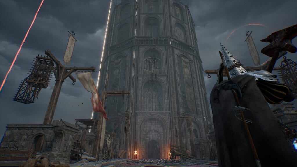 The Lampbearer approaches the Tower of Penance beacon in Lords of the Fallen