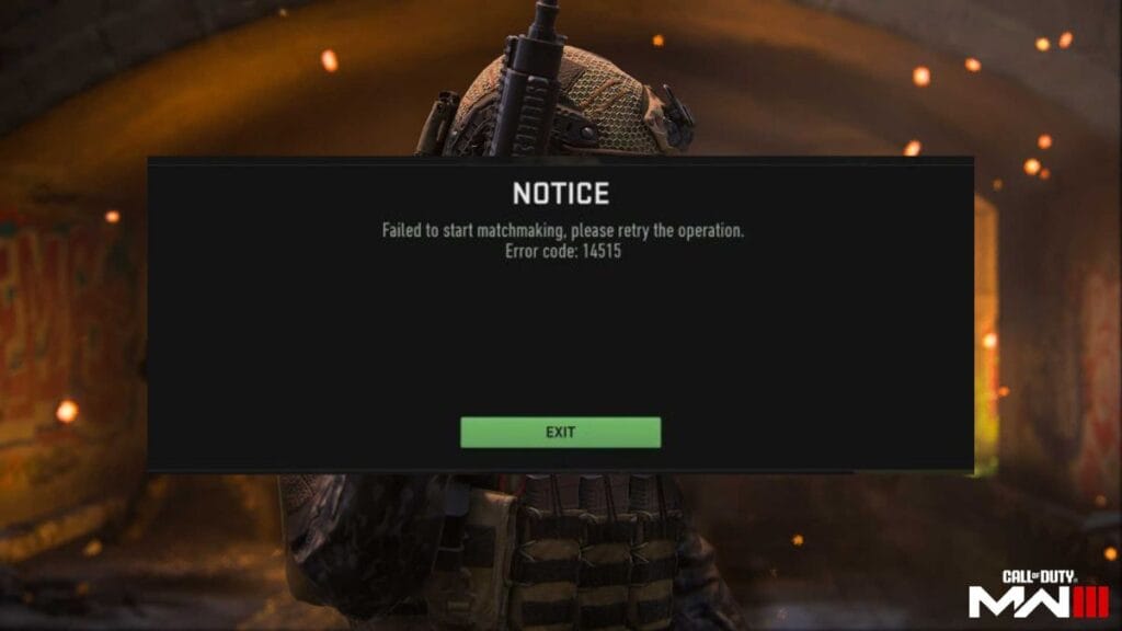 Error Code 14515 in Modern Warfare 3