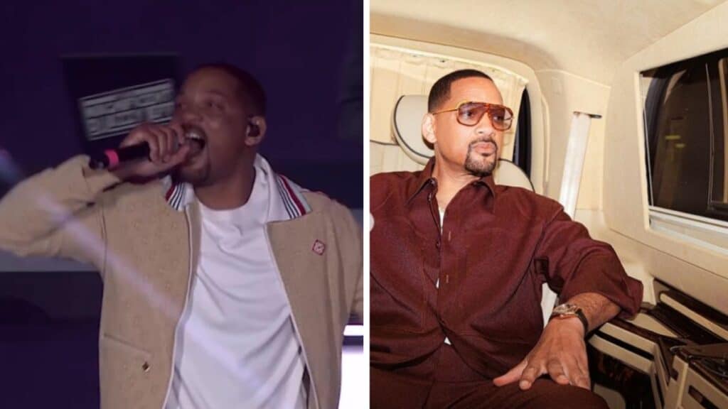 Will Smith performing (L), posing (R)