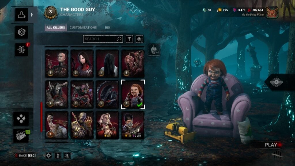 The Good Guy standing on a chair in the character select screen