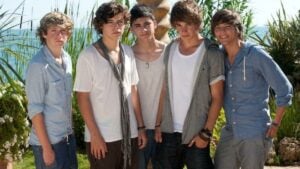 Members of the One Direction boy band as teenagers.