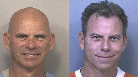 Notorious killer brothers Erik and Lyle Menendez grin widely on their most recent mugshots from jail in California.