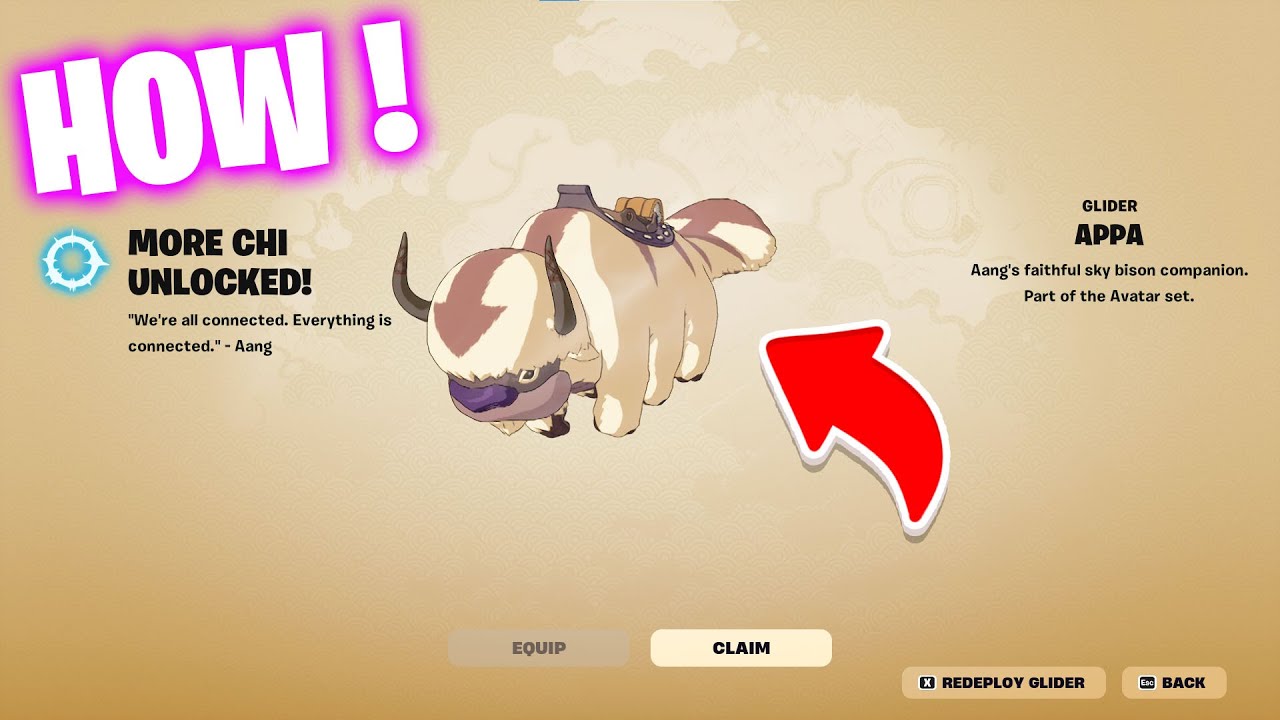 How To Get APPA Glider in Fortnite - Open Six Chakras To unlock Appa glider quest