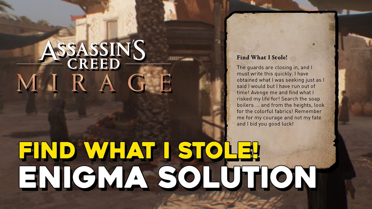 Assassin's Creed Mirage Find What I Stole! Enigma Solution