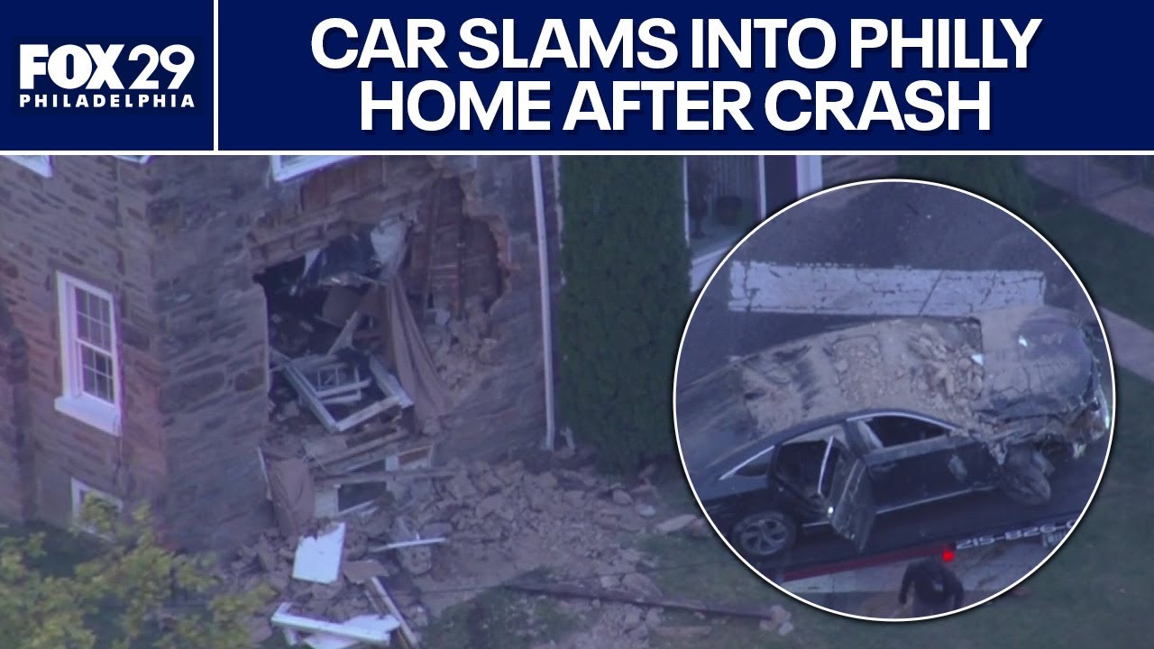 Car slams into Philadelphia home after being involved in crash: police