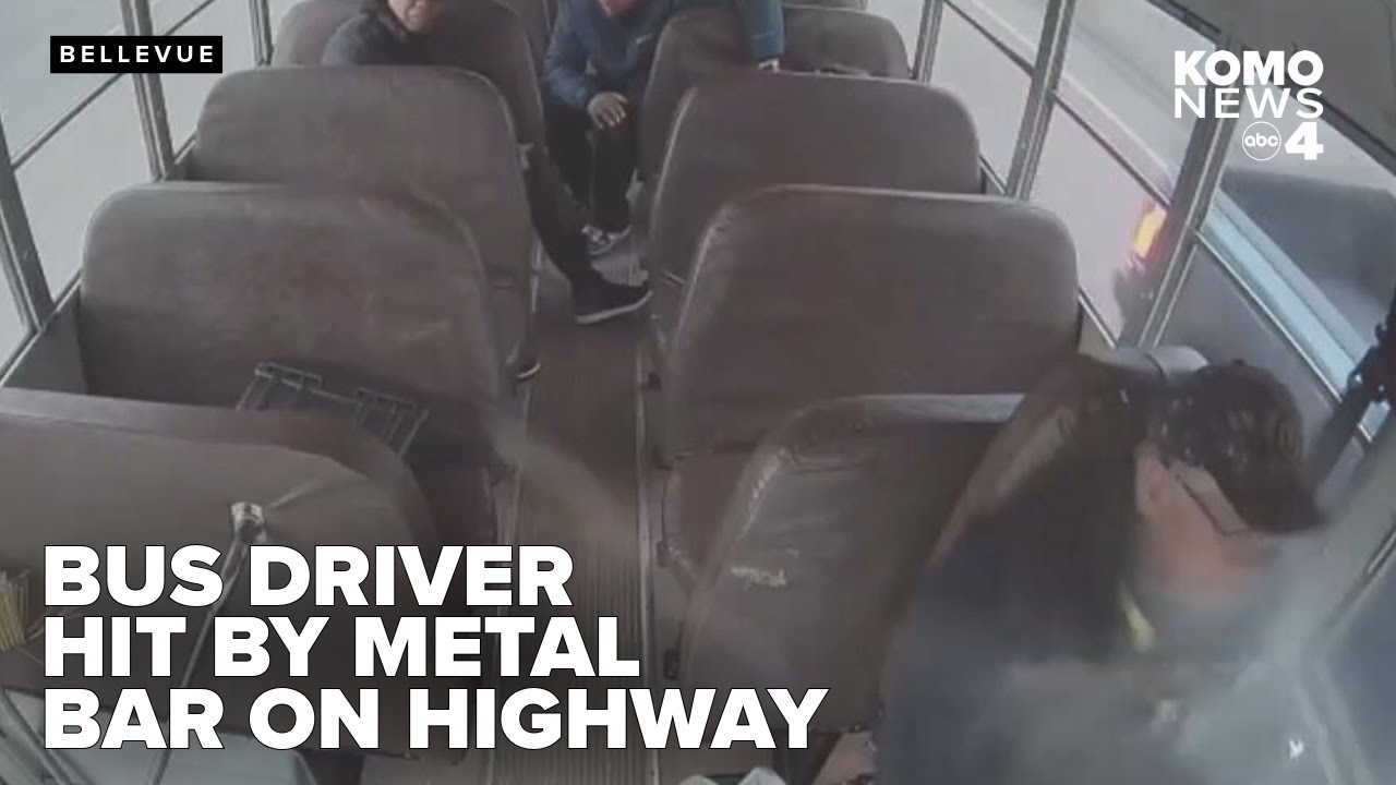Bus driver hit by metal bar while going 60 mph on highway