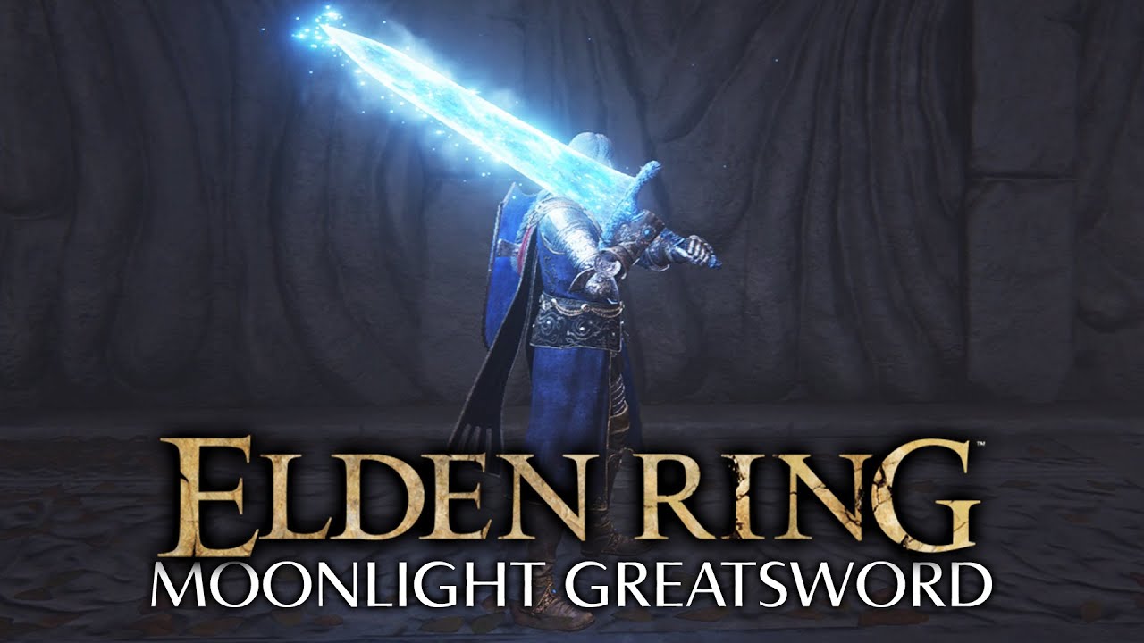 MOONLIGHT GREATSWORD Full Moveset Showcase - Elden Ring Secret Dark Moon Greatsword Gameplay