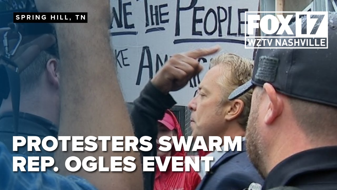 Protesters disrupt Rep. Andy Ogles' townhall event in Spring Hill