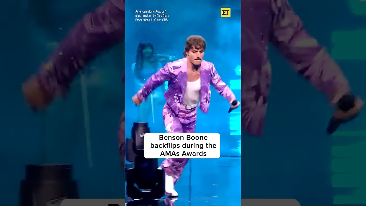 Benson Boone never fails to impress us with his mystical, magical flips on stage. #AMAs 😭