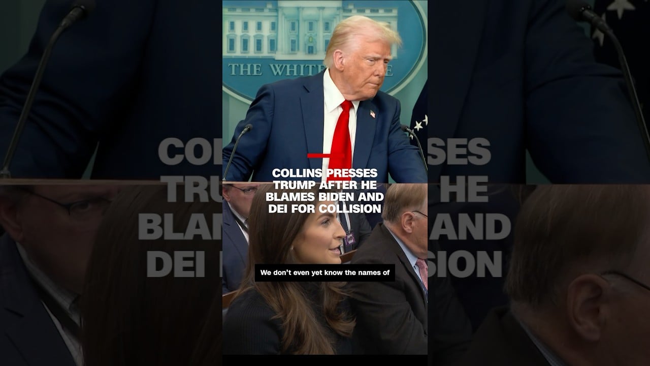 Kaitlan Collins presses Trump after he blames Biden and DEI for collision