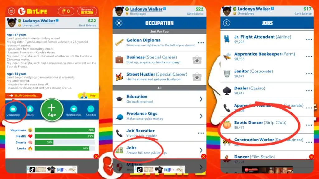 BitLife: Как стать стриптизершей