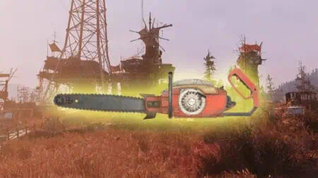 The Chainsaw, highlighted with a yellow glow, in Fallout 76