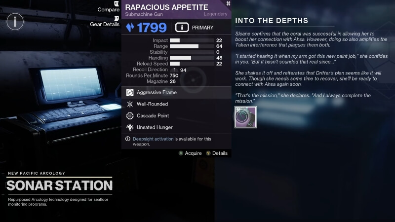 Process of getting Rapacious Appetite in Destiny 2.