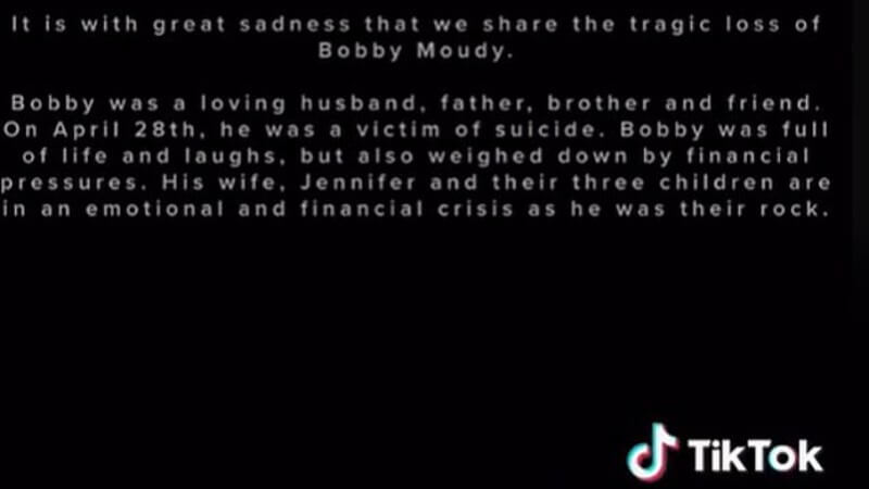 Statement on Bobby Moudy's suicide