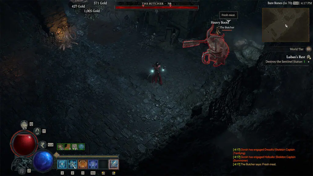 Finding the Butcher in a Dungeon Run in Diablo 4