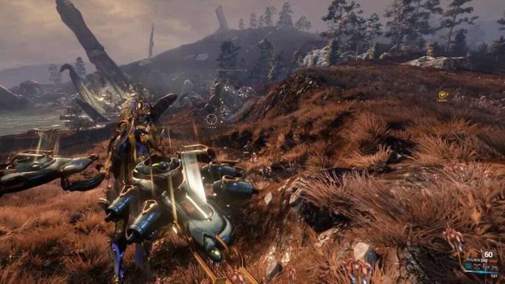 Fighting Tusk Thumper Doma in Warframe