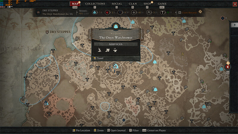 The Onyx Watchtower Waypoint Map