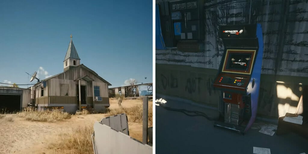 Arasaka Tower 3D Arcade in Cyberpunk 2077 Church Location