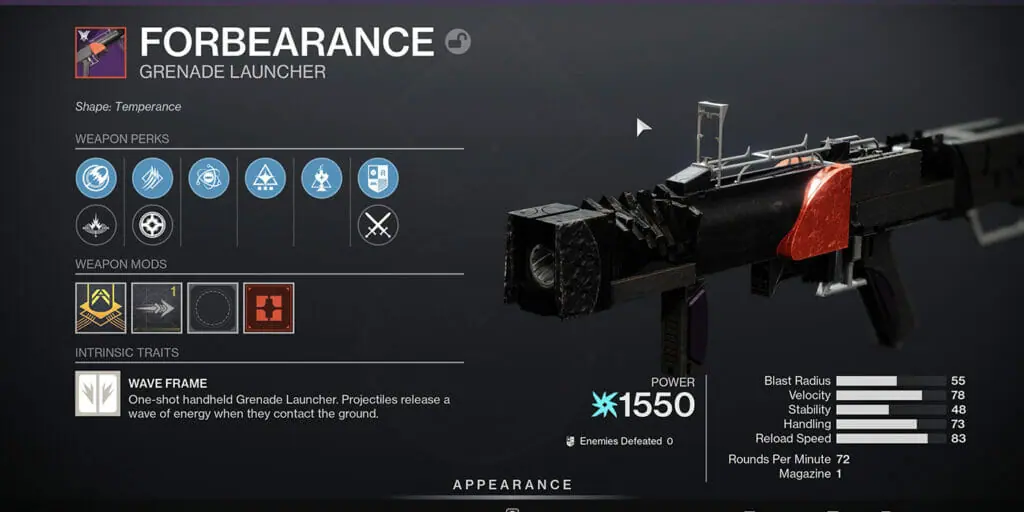 Destiny 2 Forbearance God Roll and Stats