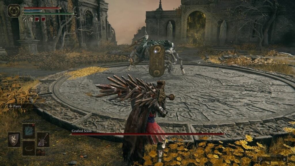 The player confronts an enemy in Elden Ring