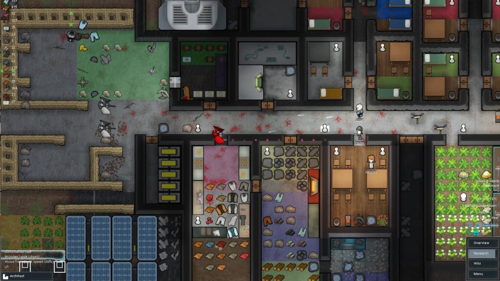 The aftermath of a bloody base battle in RimWorld