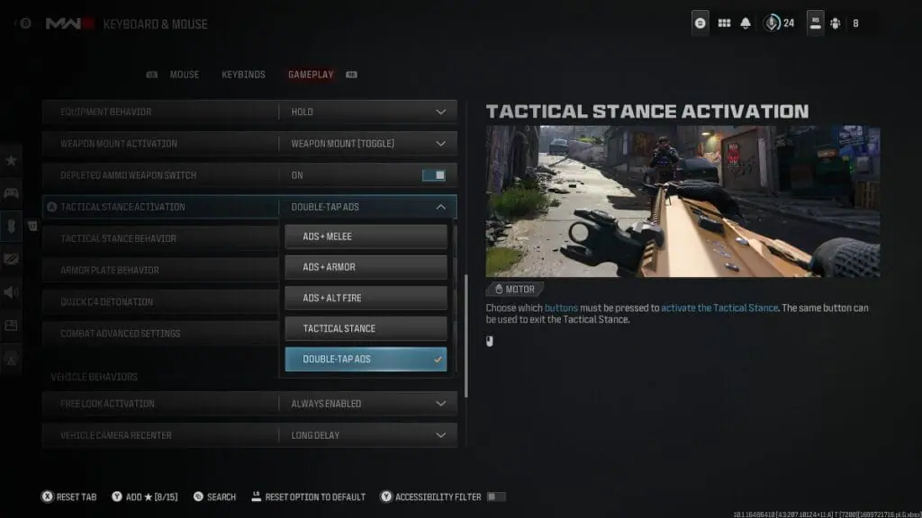 Tactical Stance Aiming Options in MW3