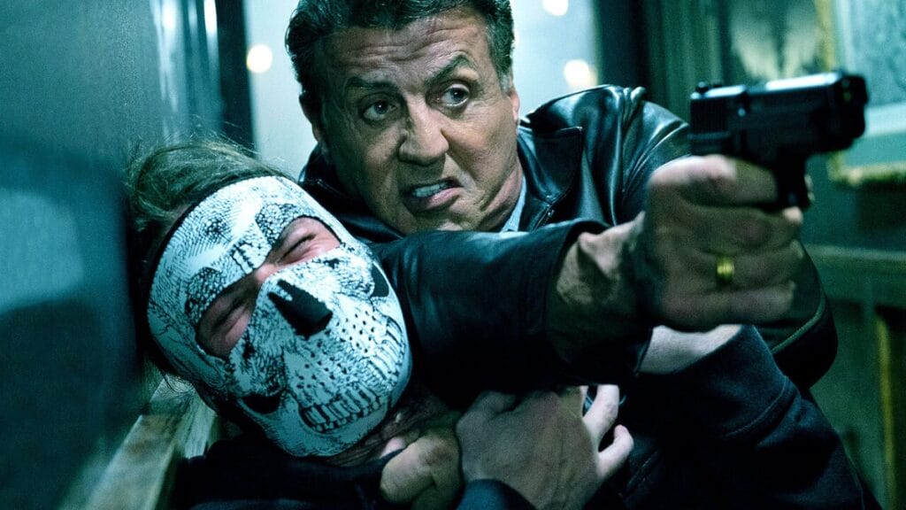 A shot of Sylvester Stallone from Escape Plan 2