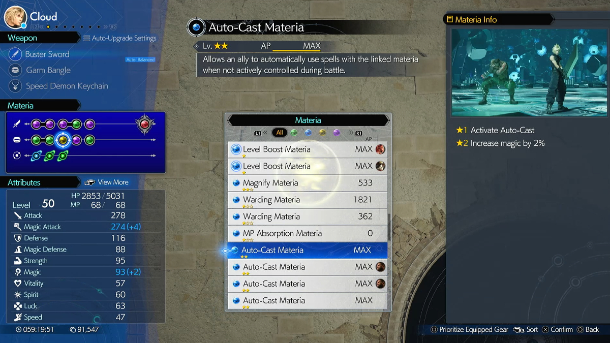 Auto Cast Materia Best Combination in FF7 Rebirth