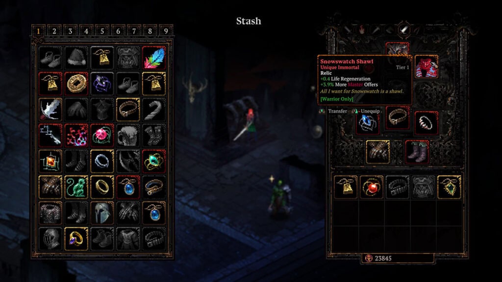 Unique Immortal Death Must Die Items