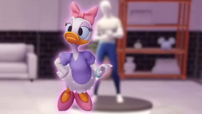 How to Earn Daisy Coins in Disney Dreamlight Valley (Boutique Challenge) Daisy poses beside a mannequin in Disney Dreamlight Valley