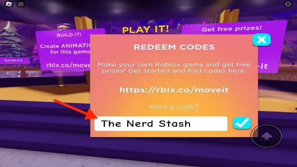 How to redeem codes in Island of Move, Roblox