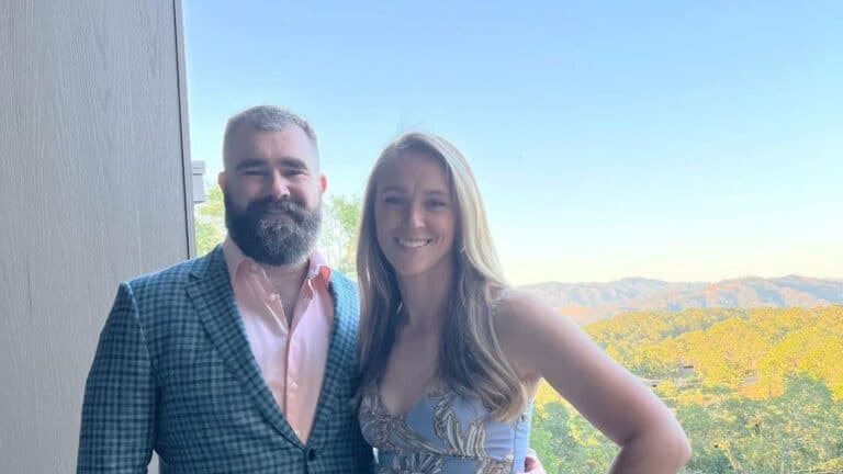 Jason Kelce Stands by as Wife Kylie Heatedly Argues With Female Fan Jason Kelce Stands by as Wife Kylie Heatedly Argues With Female Fan