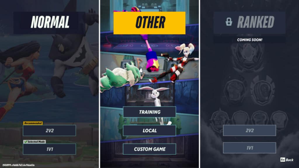 The mode select screen showing Ranked in MultiVersus