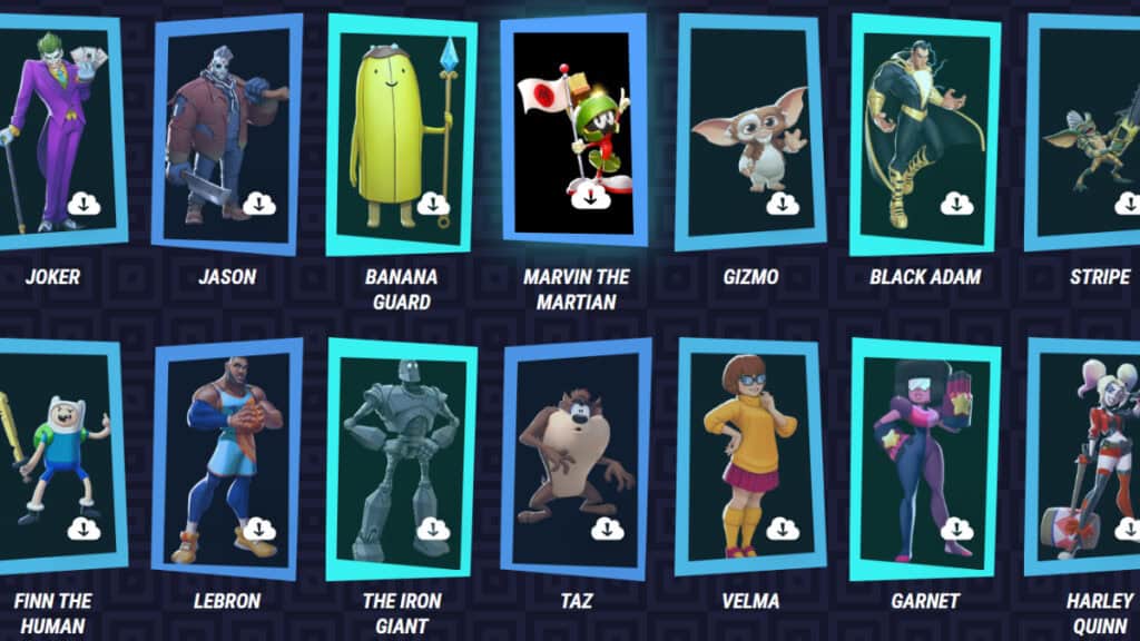 Characters from the MultiVersus roster