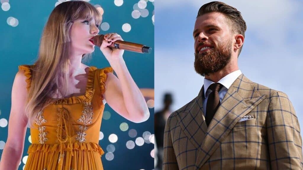 Taylor Swift and Harrison Butker photo merge