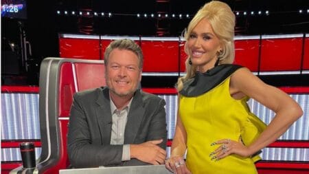 Blake Shelton and wife Gwen Stefani on The Voice