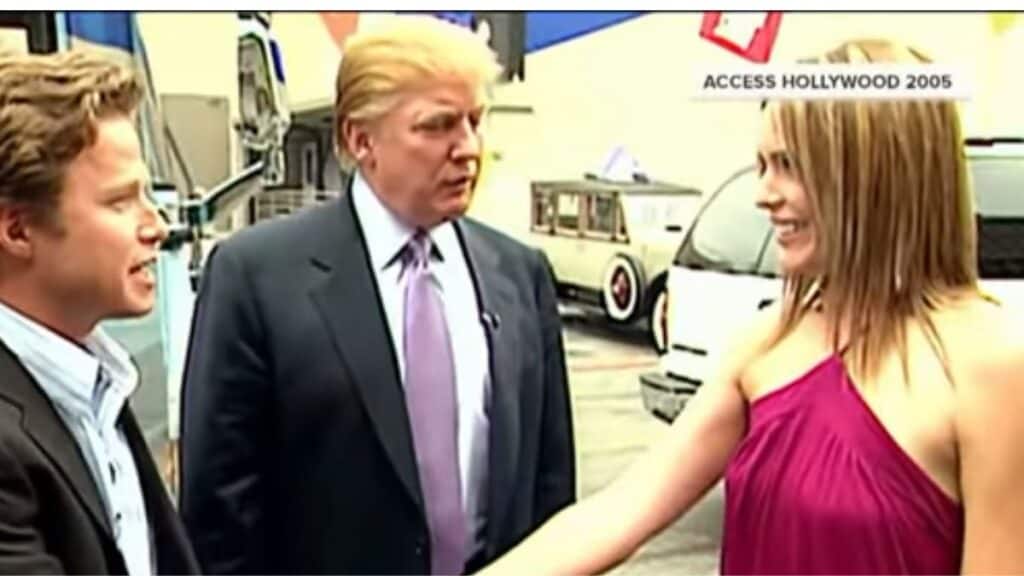 Billy Bush, Donald Trump, and Arianne Zucker during an Access Hollywood interview in 2005.