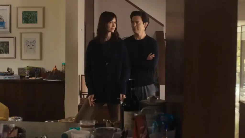 Katherine Waterston and John Cho in Afraid, which might have a post-credits scene.