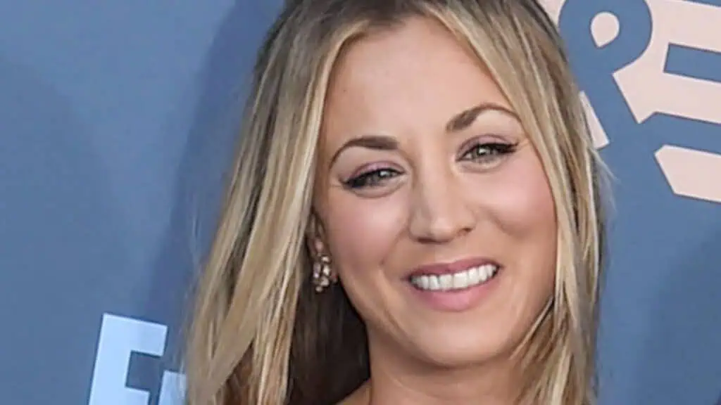 Kaley Cuoco poses close up