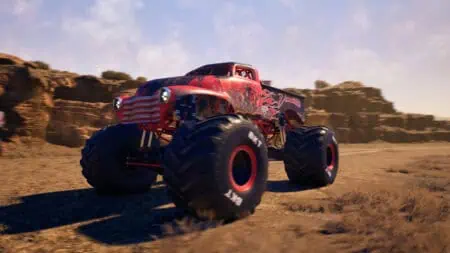 A close-up of a monster truck from Monster Jam Showdown