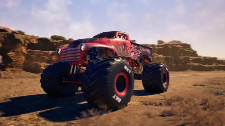 A close-up of a monster truck from Monster Jam Showdown