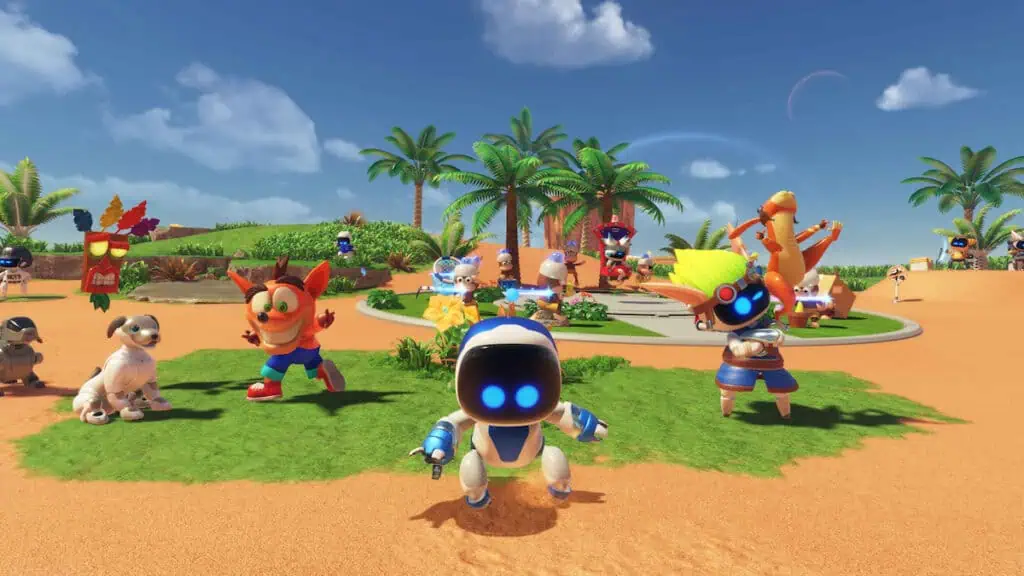 Classic PlayStation Platformer Mascots, Crash and Jak in Astro Bot.