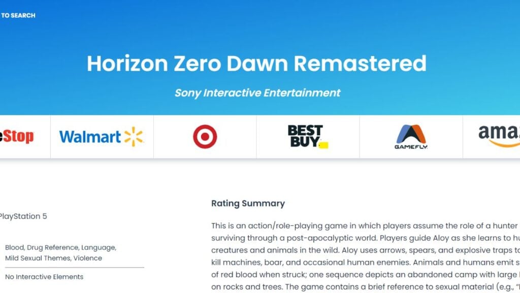 Horizon Zero Dawn Remastered Links Are Available to Visit