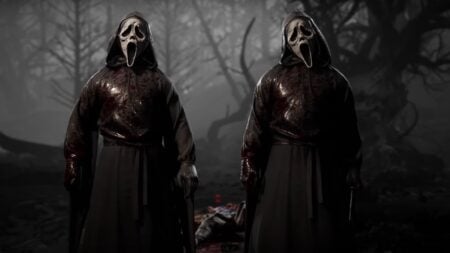 Two Ghostface killers stand side by side in the Mortal Kombat 1: Khaos Reigns Expansion