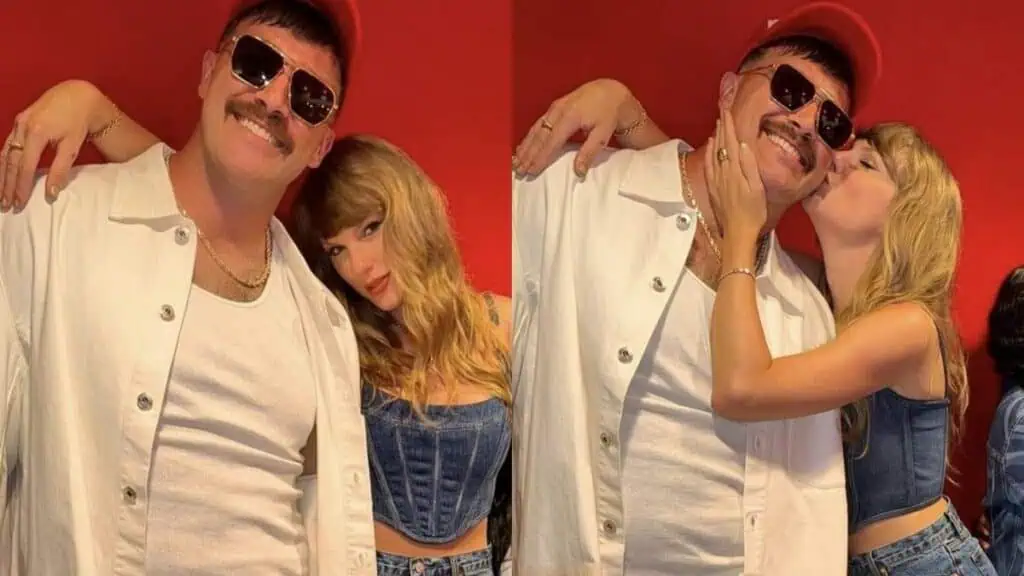 Taylor Swift and Travis Kelce Kiss