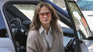 Jennifer Lopez is spotted arriving at an office in Westwood,