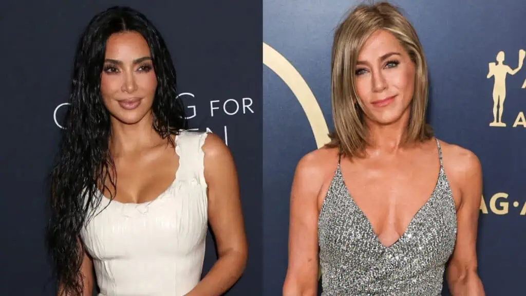 Kim Kardashian and Jennifer Aniston at separate events