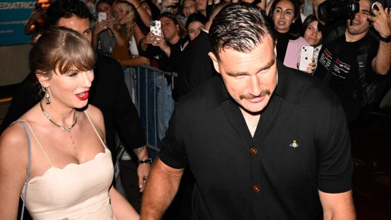 Taylor Swift Called Out for ‘Teenager’ Like Behavior While Lusting After Travis Kelce in Uniform: ‘It’s a Weird and Creepy Life They Have’ Taylor Swift and Travis Kelce during NYC date night.