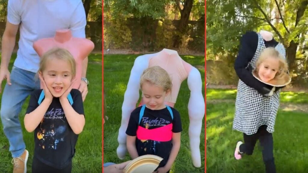 Dad and Daughter Show How They Made Over-The-Top Halloween Costume 'My Mom Threw A Bed Sheet Over Us And Cut Holes For The Eyes. That's It.'