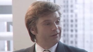 Sebastian Stan as Donald Trump in The Apprentice.